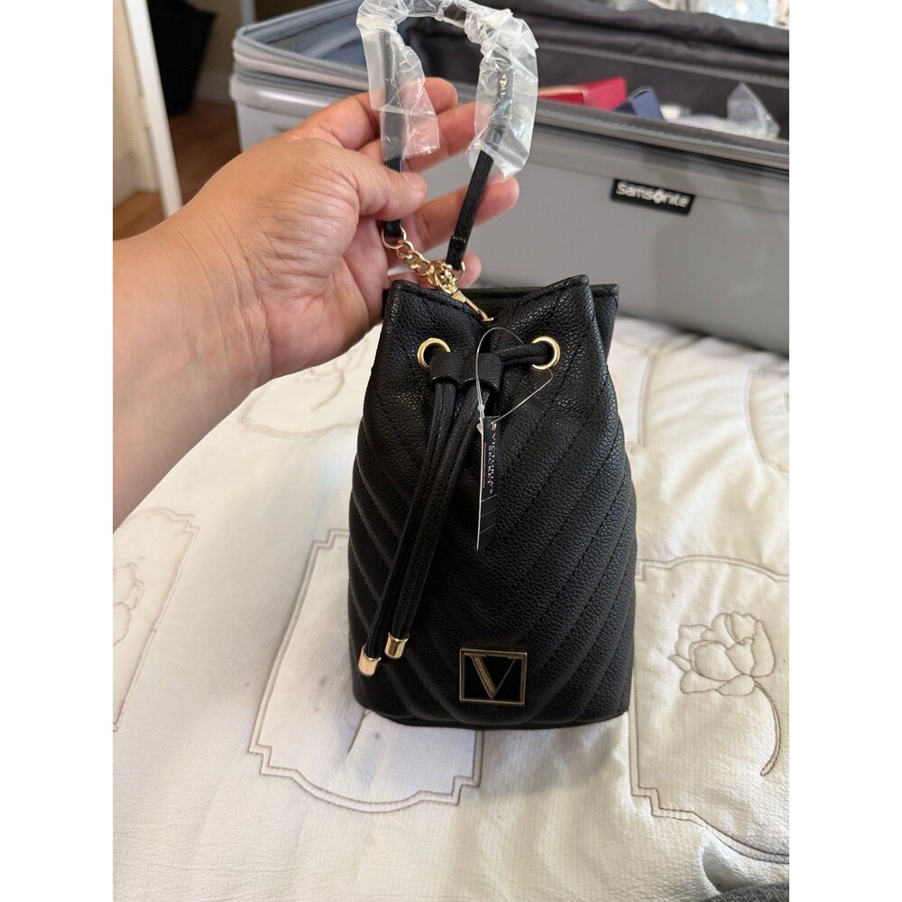 Victoria's Secret Black Quilted Bucket Bag